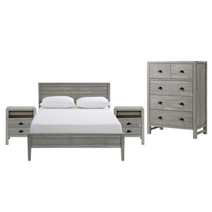 Alaterre Windsor Driftwood Grey Panel Full Bedroom Set - 4-Piece