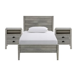 Alaterre Windsor Driftwood Grey Twin Bedroom Set - 3-Piece