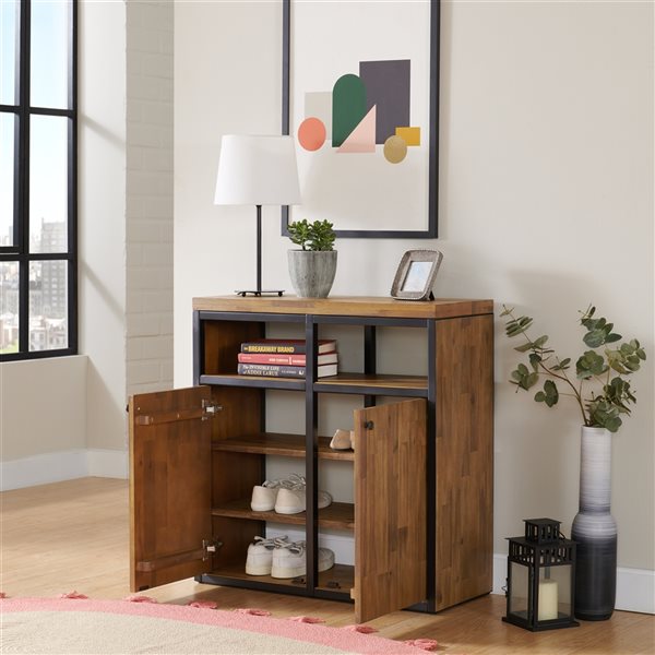 Natural wood on sale shoe cabinet