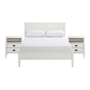 Alaterre Windsor Driftwood White Full Bedroom Set - 3-Piece