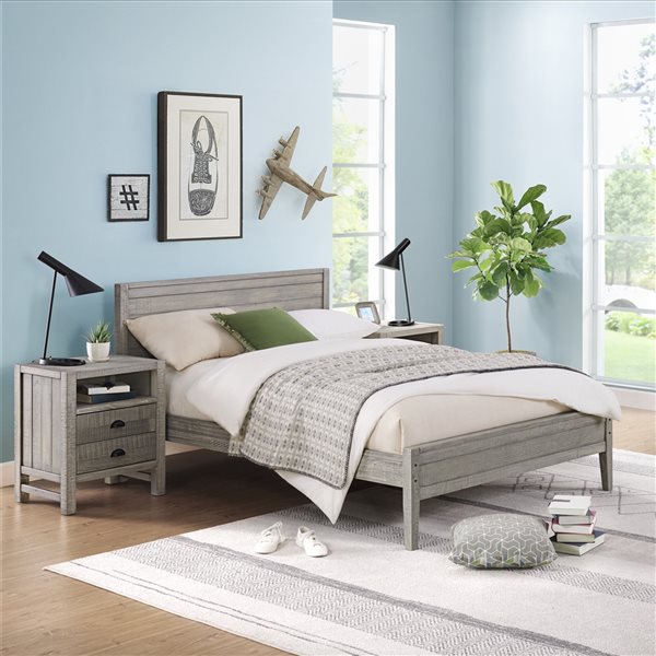 Alaterre Windsor Driftwood Grey Full Bedroom Set - 3-Piece