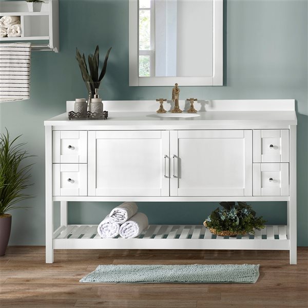 Alaterre Bennett 60-in White Bathroom Vanity Cabinet