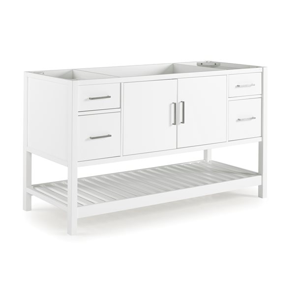 Alaterre Harrison 60-in 4-Drawer 2-Door White Bathroom Vanity Cabinet