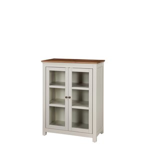 Alaterre Savannah Ivory and Natural Wood Pine Cabinet