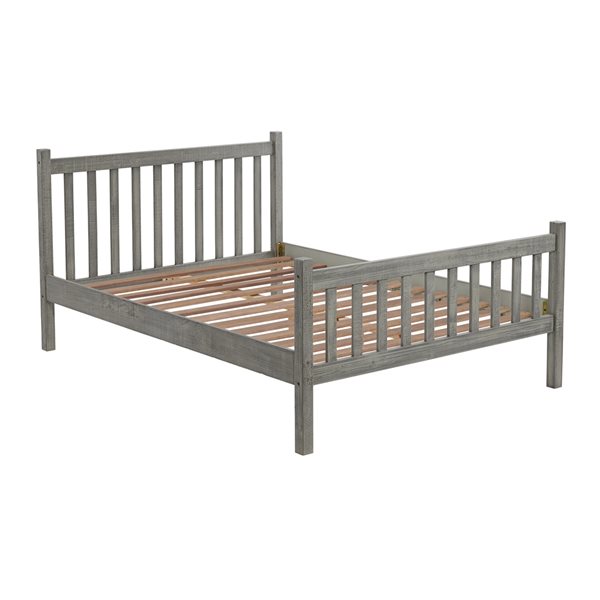 Alaterre Windsor Driftwood Grey Slat Full Bedroom Set 5Piece