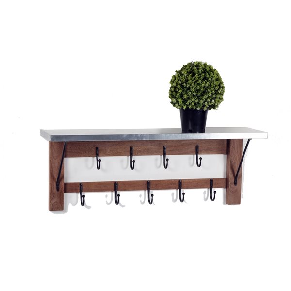 Alaterre Millwork Silver 9-Hook Hook Rack with Shelf