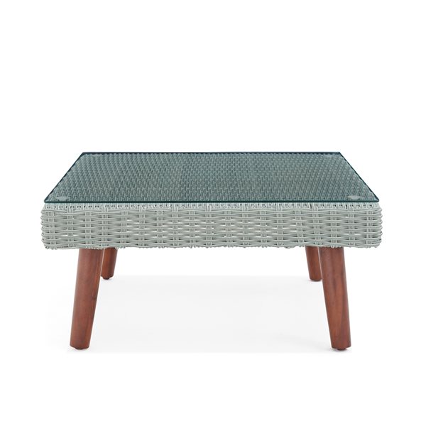 Alaterre Albany Square Wicker Outdoor Coffee Table 29-in W x 29-in L