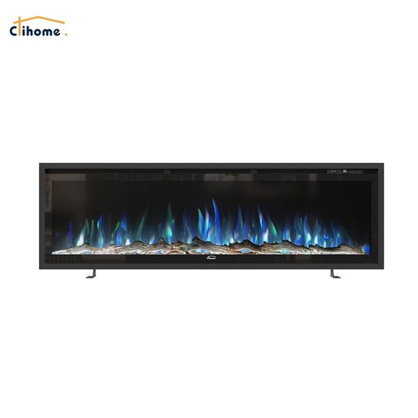 Clihome 60-in Black Fan-Forced Electric Fireplace with Remote Control