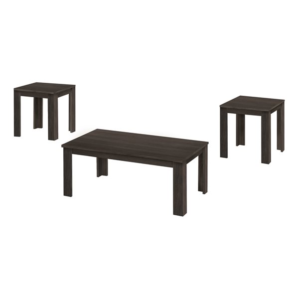 Monarch Specialties Brown Oak Composite Wood Contemporary Accent Table Set - 3-Piece