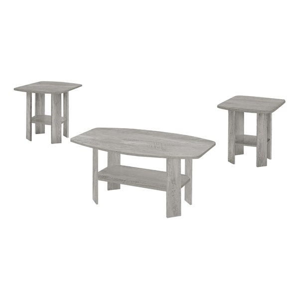 Monarch Specialties Grey Composite Accent Table Set - 3-Piece