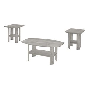 Monarch Specialties Grey Composite Accent Table Set - 3-Piece