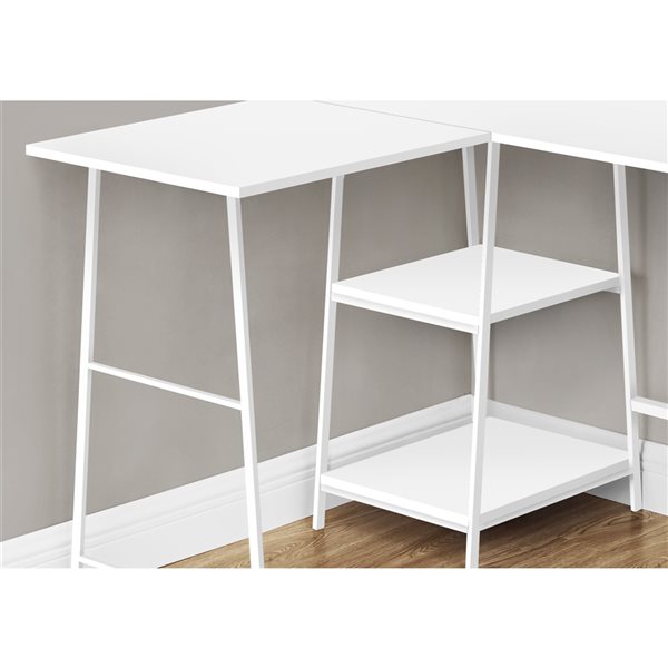 Bureau en coin moderne/contemporain Monarch Specialties de 47,25 po en composite blanc