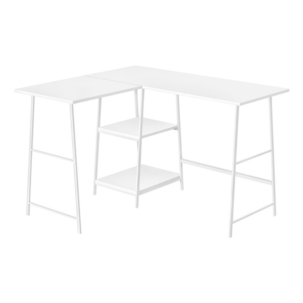 Monarch Specialties 47.25-in White Composite Modern/Contemporary Corner Desk