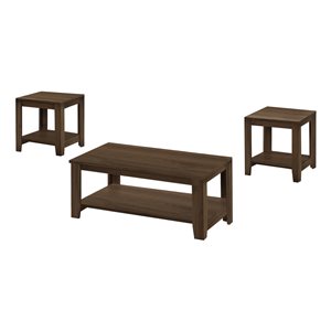 Monarch Specialties Dark Walnut Composite Wood Accent Table Set - 3-Piece