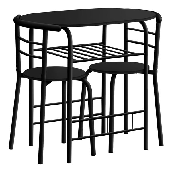 Monarch Specialties Black Dining Room Set with Oval Table - 3-Piece
