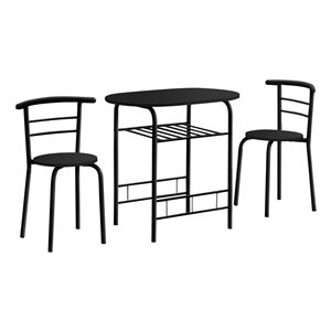 Monarch Specialties Black Dining Room Set with Oval Table - 3-Piece