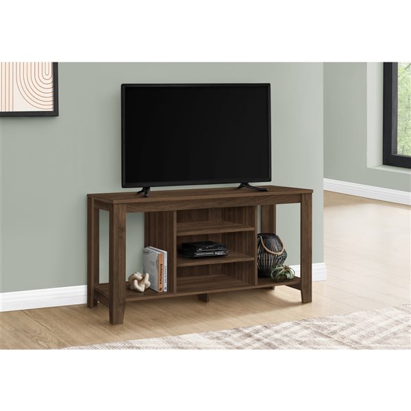 Monarch Specialties 48-in W Dark Walnut Composite Wood TV Stand