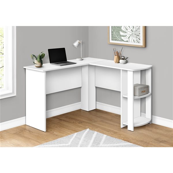 Monarch Specialties 47-in White Composite Modern/Contemporary L-Shaped Desk