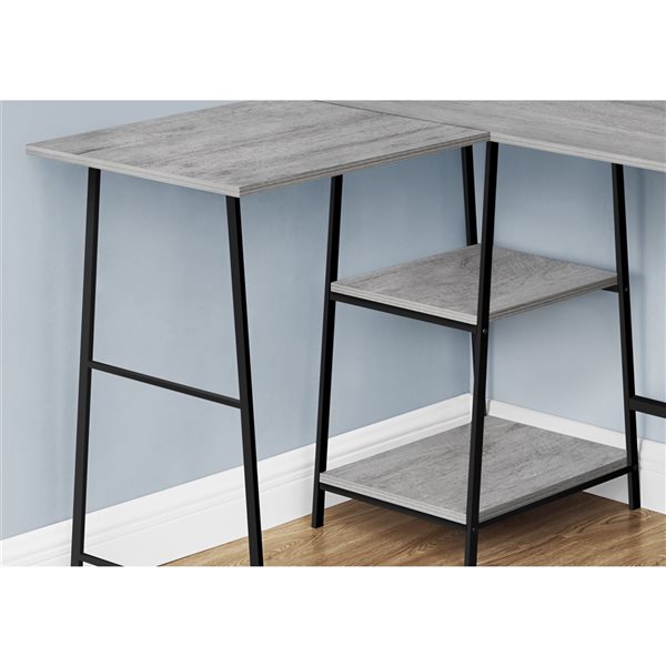 Monarch Specialties 47.25-in Grey Composite Wood Modern/Contemporary Corner Desk