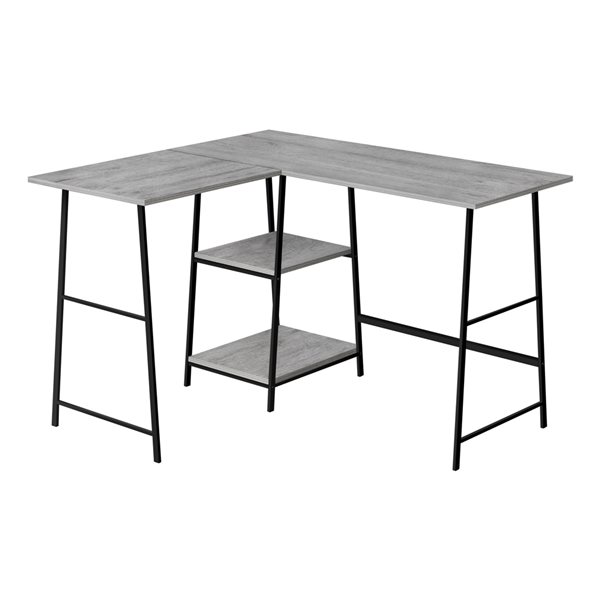 Bureau en coin moderne/contemporain Monarch Specialties de 47,25 po en composite avec effet de bois gris