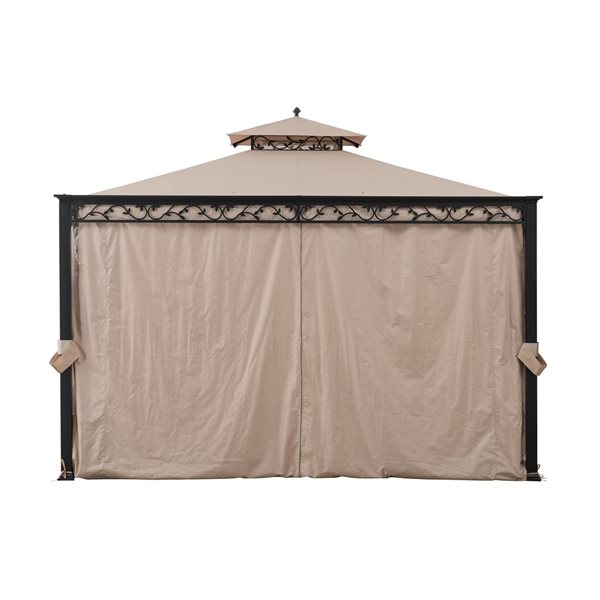 Sunjoy Tan Metal Rectangle Semi-Permanent Gazebo with Polyester Roof (12-ft x 10-ft)