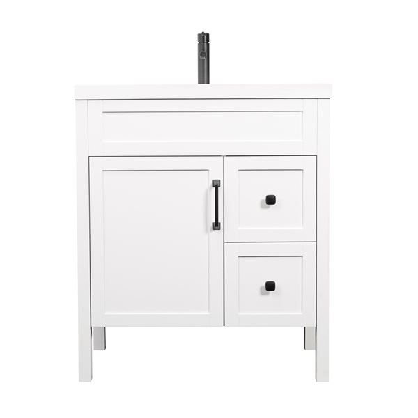 Luxo Marbre Nord 30.25in Matte White Single Sink Bathroom Vanity with