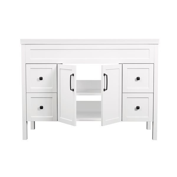 Luxo Marbre Nord 48.25in Matte White Single Sink Bathroom Vanity with White Synthetic Marble