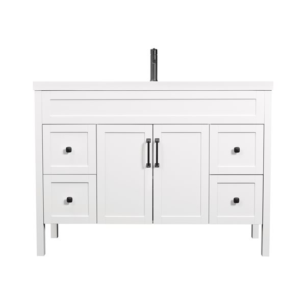 Luxo Marbre Nord 48.25in Matte White Single Sink Bathroom Vanity with