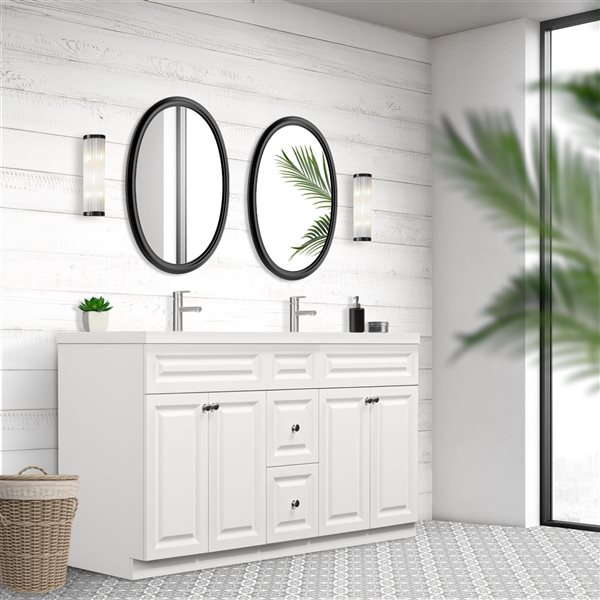 Luxo Marbre West 30.25-in Matte White Single Sink Bathroom Vanity With 