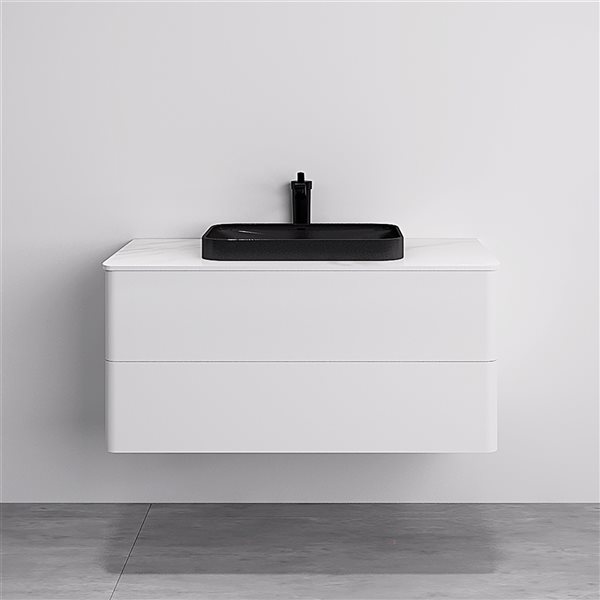 GEF Bailey 40-in White Single Sink Bathroom Vanity with White Ceramic Top