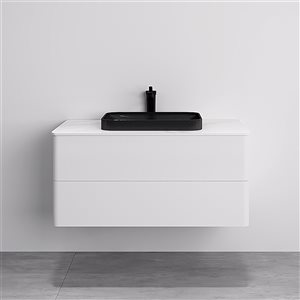 GEF Bailey 40-in White Single Sink Bathroom Vanity with White Ceramic Top