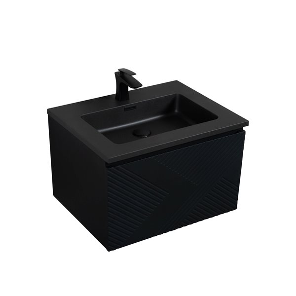 GEF Rylee 30-in Matte Black Single Sink Bathroom Vanity with Black Engineered Quartz Top