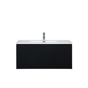 GEF Rylee 40-in Matte Black Single Sink Bathroom Vanity with White Polymarble Top