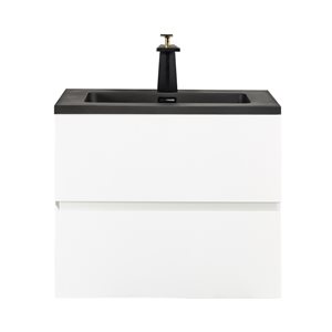 GEF Sadie 24-in White Single Sink Bathroom Vanity with Black Quartz Top