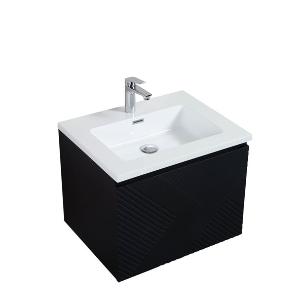 GEF Rylee 24-in Matte Black Single Sink Bathroom Vanity with White Polymarble Top