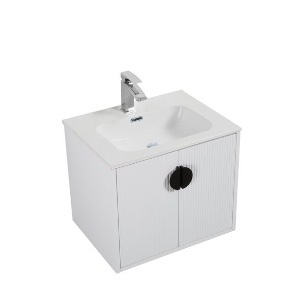 GEF Eden 24-in White Single Sink Bathroom Vanity with White Ceramic Top