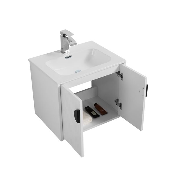 GEF Eden 24-in White Single Sink Bathroom Vanity with White Ceramic Top