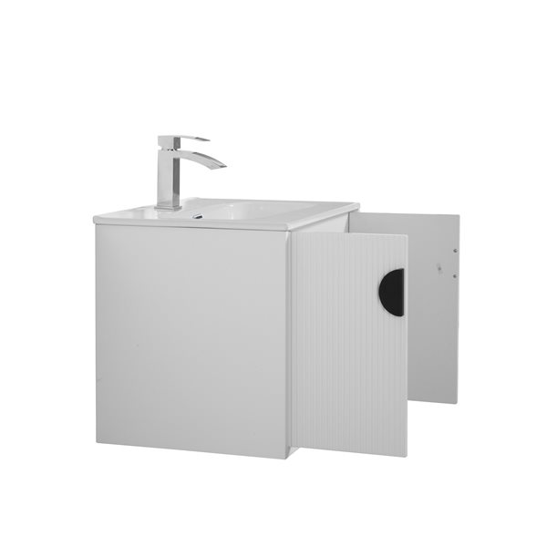 GEF Eden 24-in White Single Sink Bathroom Vanity with White Ceramic Top