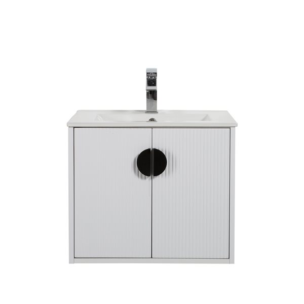 GEF Eden 24-in White Single Sink Bathroom Vanity with White Ceramic Top