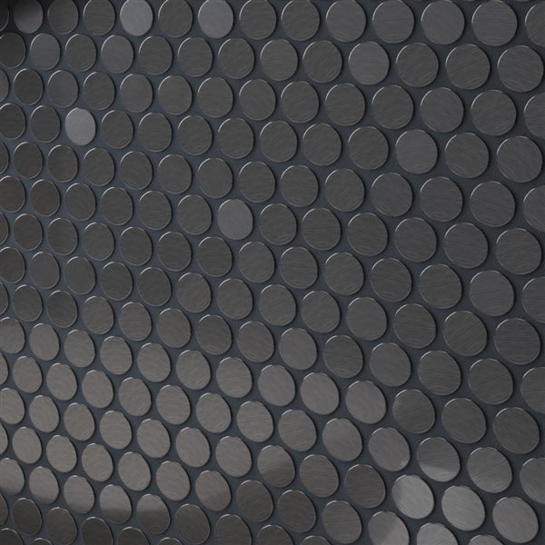 Ens. de carreaux de mur autocollants 2X Faster par SpeedTiles de 12 po x 12 po en métal brossé noir à motifs ronds, pqt de 6