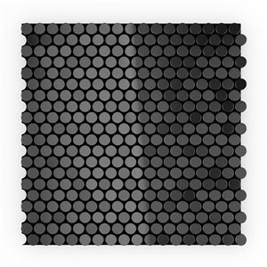 SpeedTiles 2X Faster Black 12-in x 12-in Brushed Metal Peel and Stick Penny Round Wall Mosaic Tiles - 6-Pack