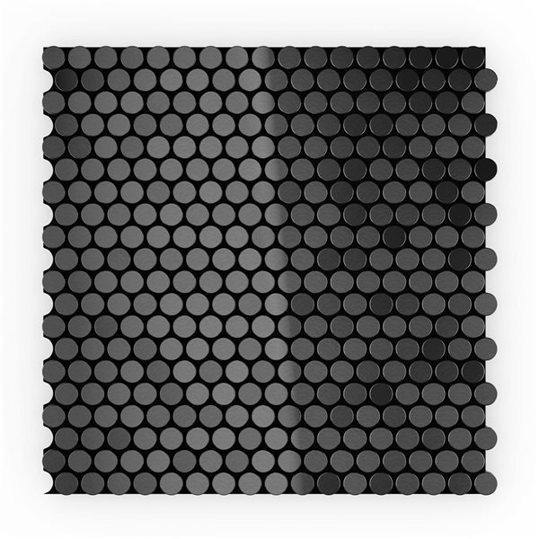 Ens. de carreaux de mur autocollants 2X Faster par SpeedTiles de 12 po x 12 po en métal brossé noir à motifs ronds, pqt de 6