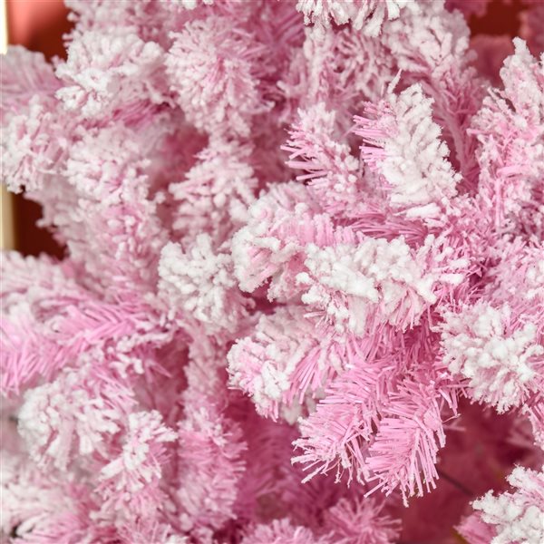 HOMCOM 9-ft Leg Base Flocked Pink Artificial Christmas Tree