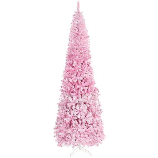 9ft Leg Base Flocked Pink Artificial Christmas Tree 830