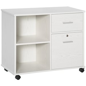 Vinsetto White 2-Drawer Printer Stand with Casters and Storage