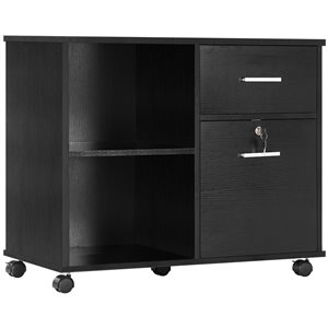 Vinsetto Black 2-Drawer Printer Stand with Casters and Storage