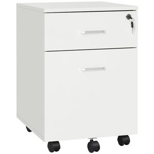 Vinsetto White Lockable 2-Drawer File Cabinet with Casters