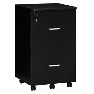 Vinsetto Black 2-Drawer File Cabinet with Casters