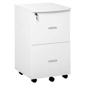 Vinsetto White 2-Drawer Lockable File Cabinet with Casters