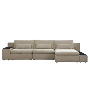 Primo International Jules Modern Beige Polyester Sectional Sofa with Storage